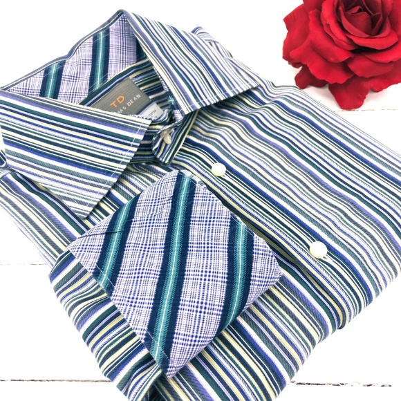 Thomas Dean Other - Thomas Dean TD Striped Button Up Shirt Blue XLT